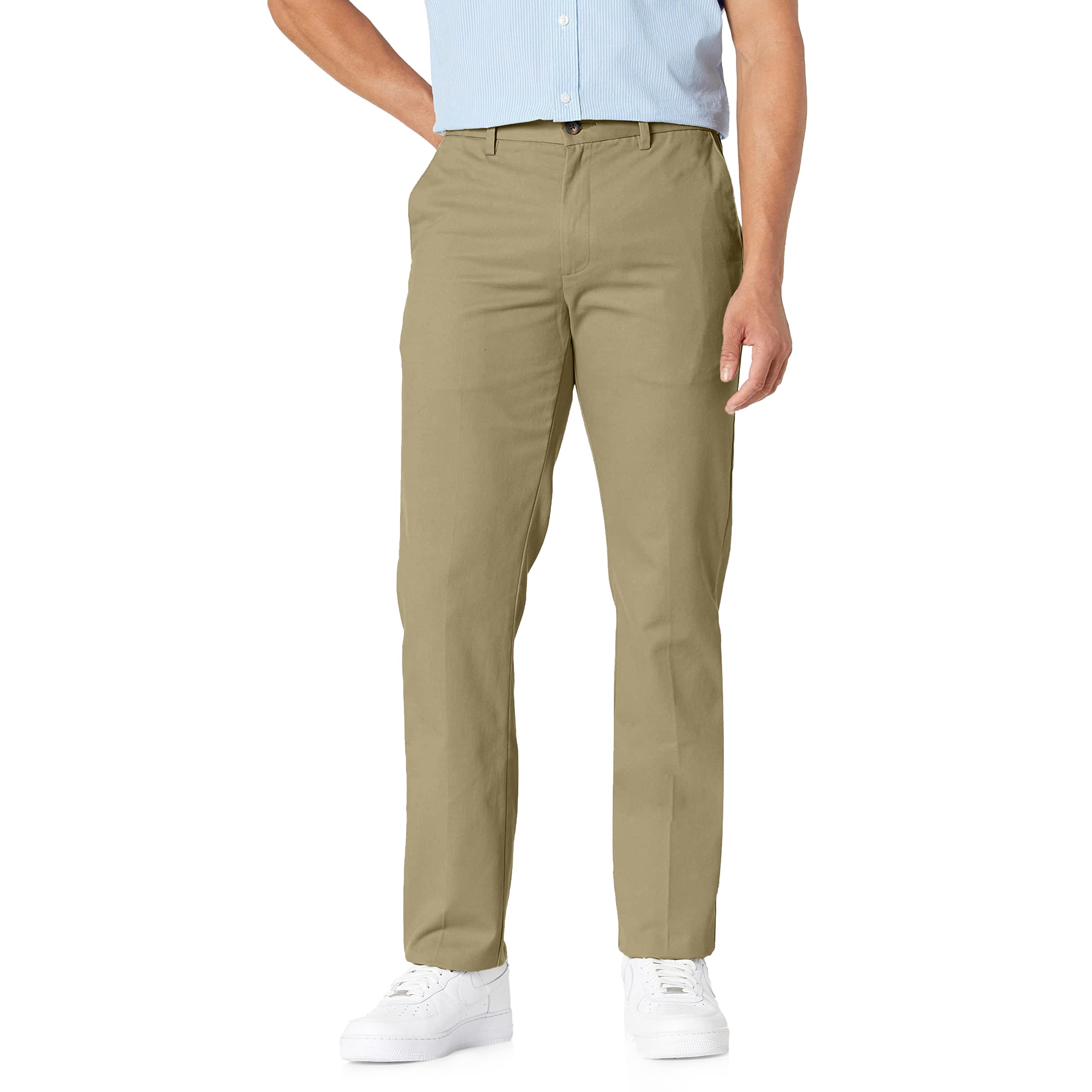 Amazon Essentials Herren Slim Fit Knitterfreie Freizeit Chino Hose, Kaki Beige, 29W / 30L