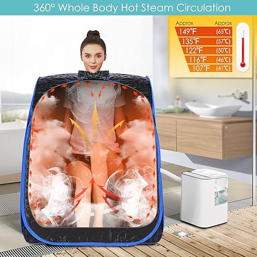 Miniatura 4 de Spa de sauna de vapor portátil con control remoto, temperatura de 9 marchas, temporizador de 60 minutos, función de atomización, tienda de campaña