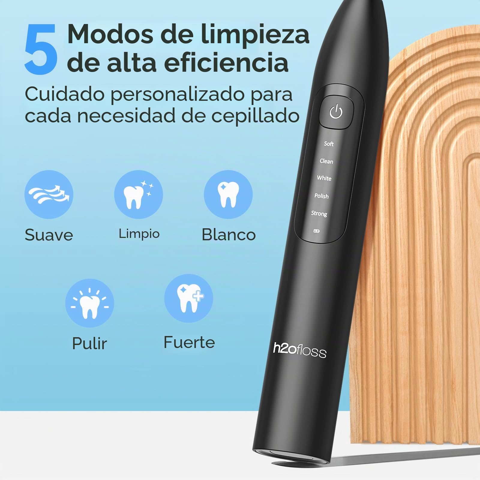 H2ofloss Combo de hilo dental y cepillo de dientes eléctrico – Cuidado bucal 2 en 1 para cepillado y hilo dental | Tanque de agua de 300 ml, 20-110 PSI, 5 modos, sin BPA | Batería de larga duración |