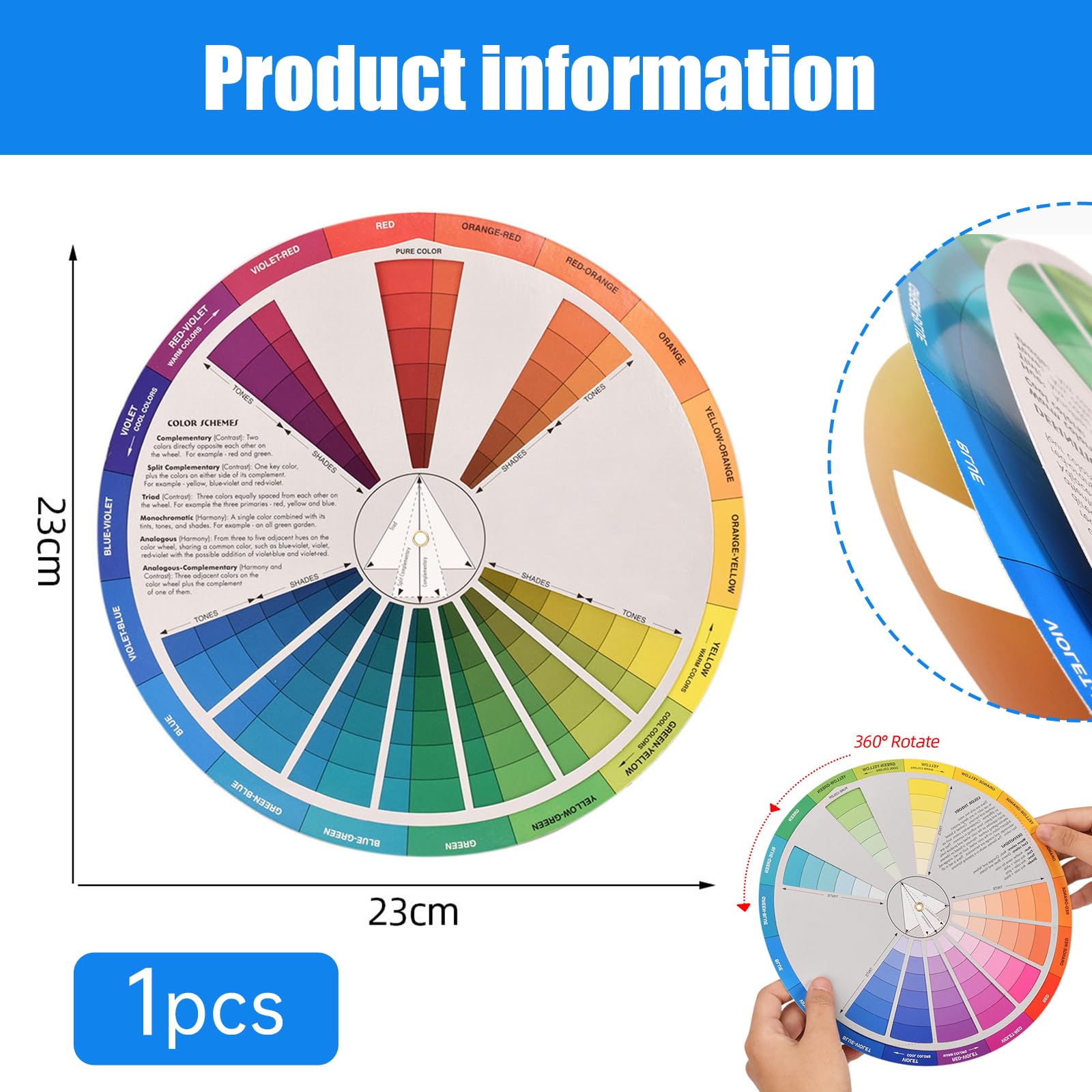 RLMVGBX Colour Wheel Color Board Chart Artist Tool for Painting & Nail & Interior Design, As Shown, 23 x 23 cm - Image 2