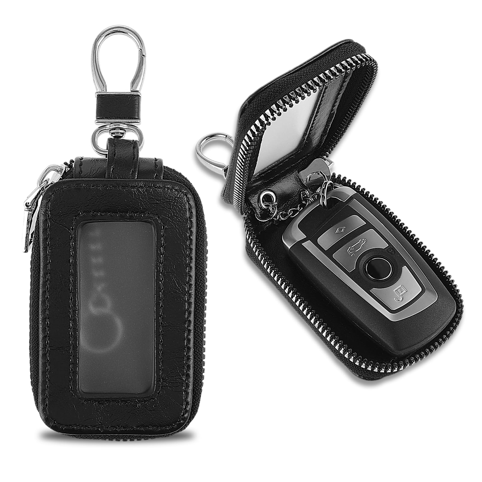 Sebudion - Lot De 6 Porte-Clés En Cuir Tressé Noir - Unisexe - Anneau Métal - Pour Voiture, Moto, Maison (Longueur 11.8 Cm)