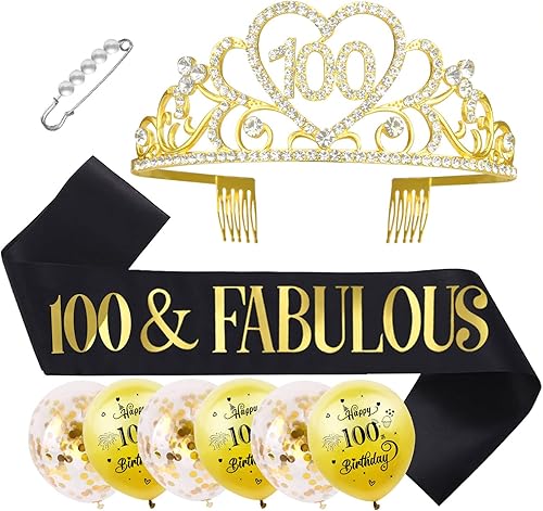 Miniatura 25 de Kit de tiara y banda de cumpleaños número 75 – '75 y fabuloso' banda negra y corona de diamantes de imitación dorados para mujer 75 cumpleaños