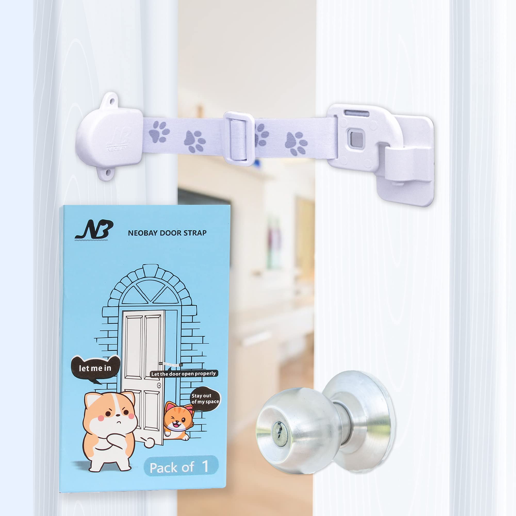Buy Neobay Adjustable Door Strap and Latch, Keep Dog Out of Litter Box