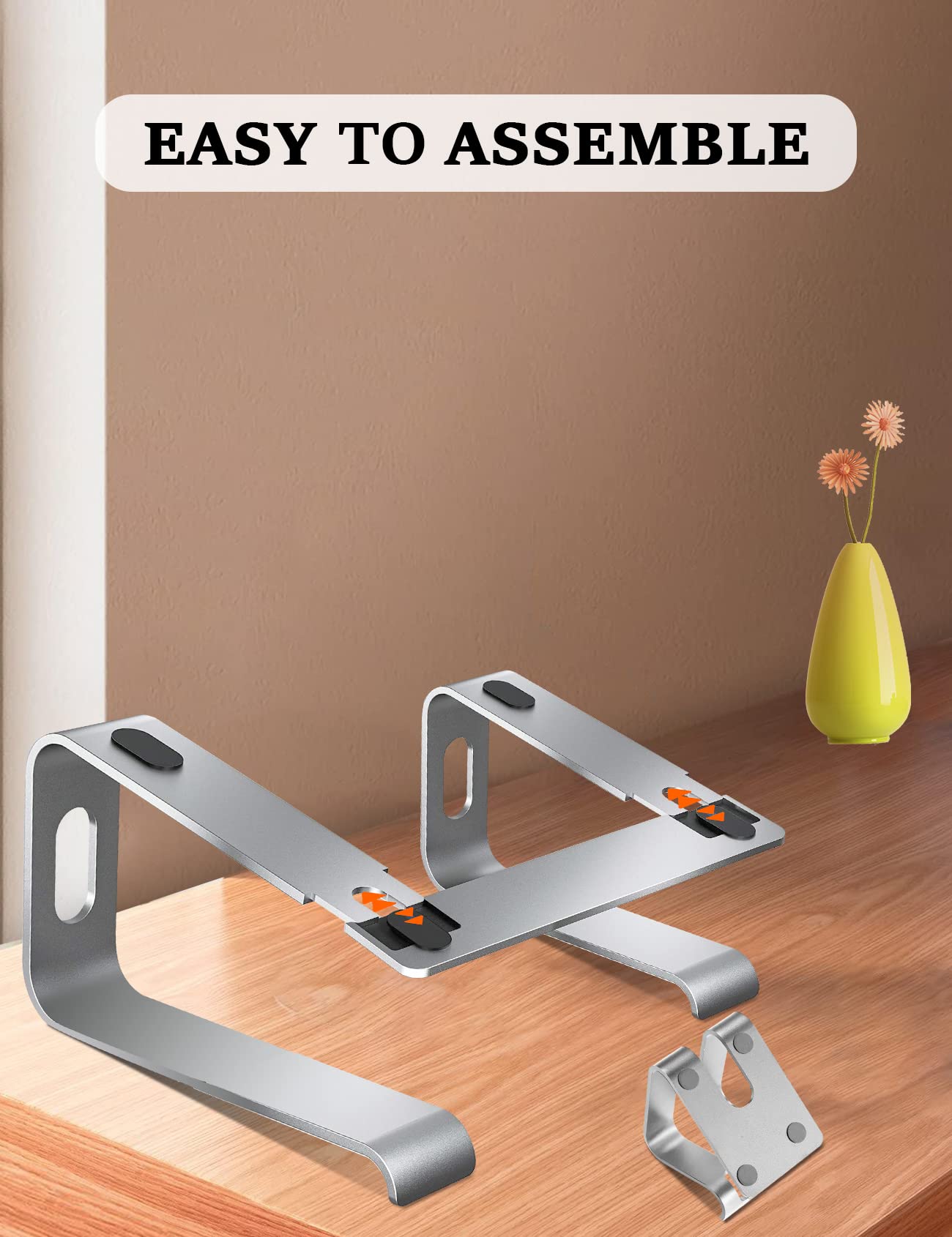 Soporte para computadora portátil, elevador de aluminio para todos los soportes de laptop de 10 a 17 pulgadas, incluye un soporte para teléfono celular (plateado)