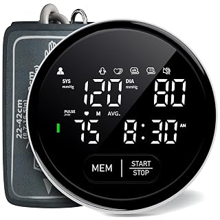 Upper Arm Blood Pressure Machine for Home Use Automatic Accurate Measurement BP Monitors 8.7-16.5 In Cuff Voice Broadcast 2x120 Sets Memory Large LED Backlit Display Two Power Supply with Storage Bag - Amazon product rated Grade A