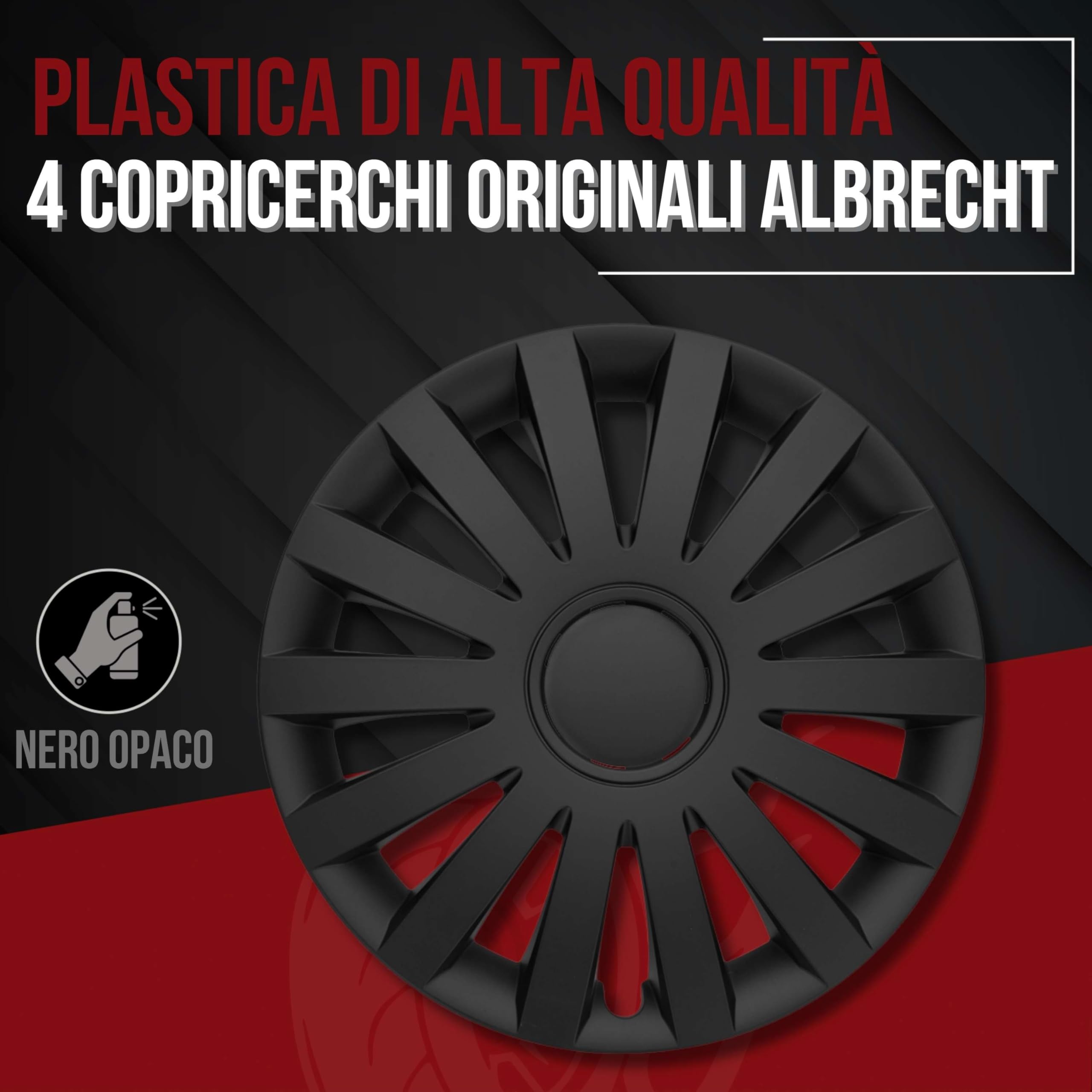 Albrecht Copricerchi 14 pollici argento/nero neri per cerchioni