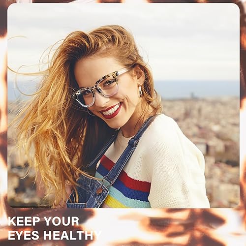 Miniatura 2 de OPTOFENDY Lentes de gran tamaño con bloqueo de luz azul para mujer, antifatiga ocular y protección UV, anteojos cuadrados para computadora