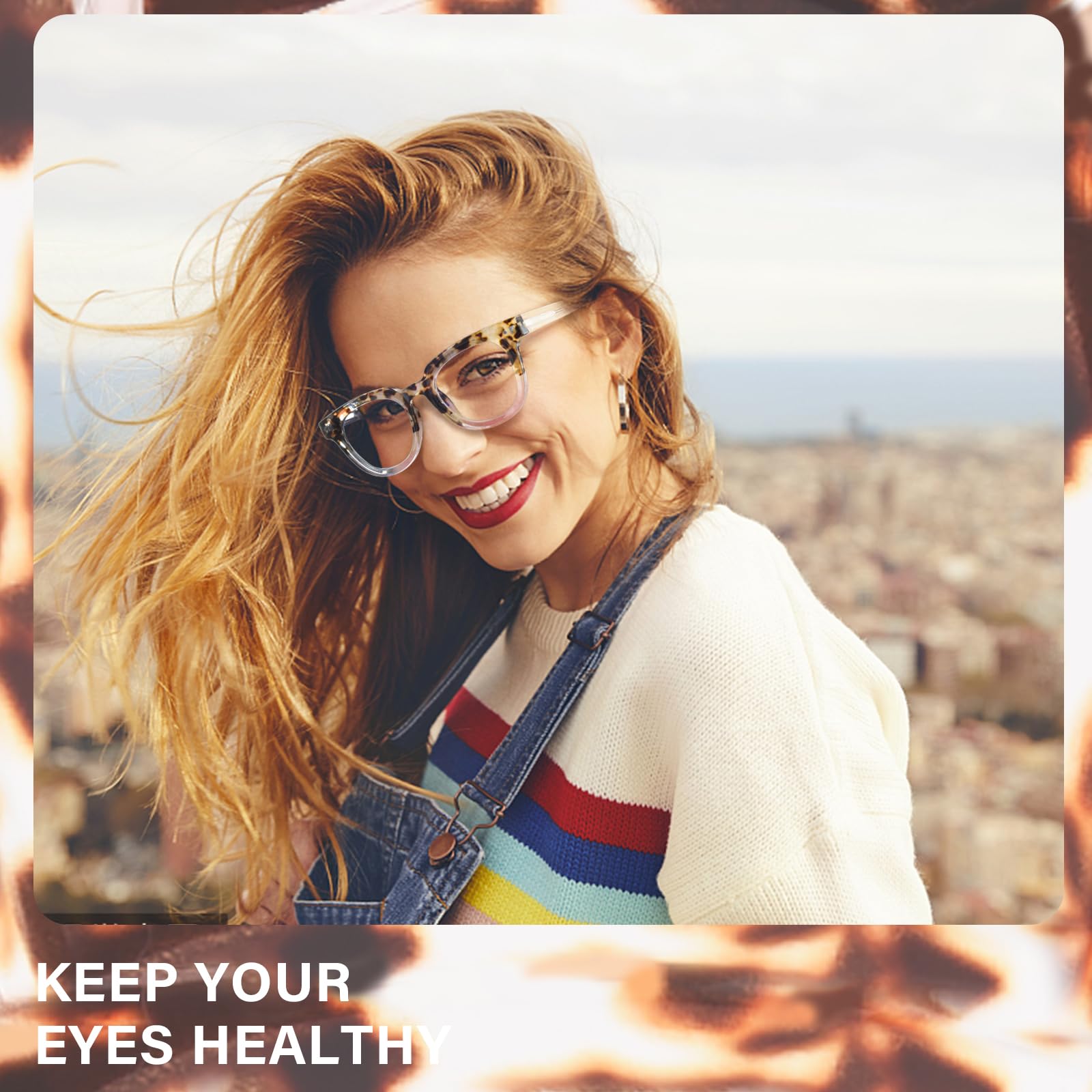 Gafas cuadradas con bloqueo de luz azul de gran tamaño para mujer, antisobreesfuerzo y protección UV