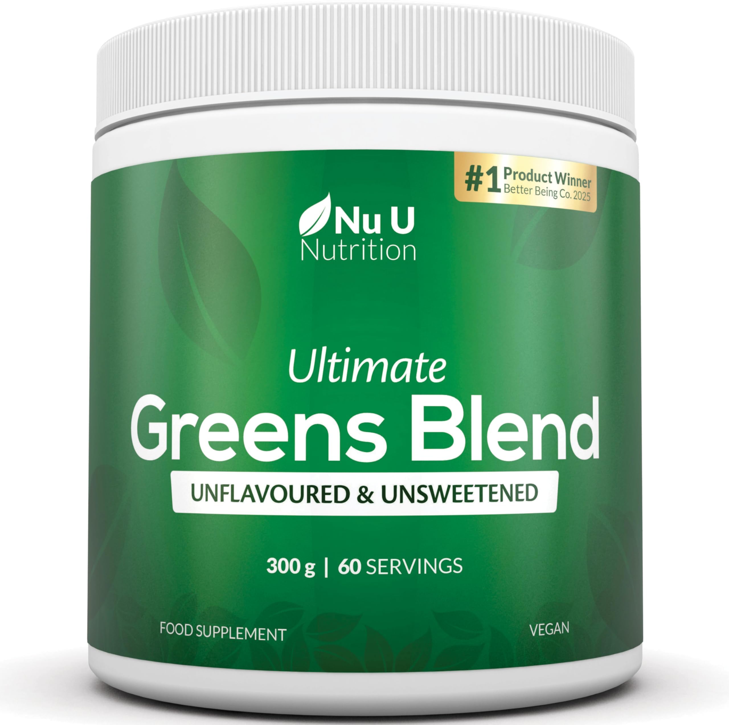 Greens Powder 300g - 17 Superfood Ingredients - 60 Servings - Unflavoured, Unsweetened - Ultimate Greens Blend with Maca, Beetroot & Inulin - 100% Vegan - Made in the UK