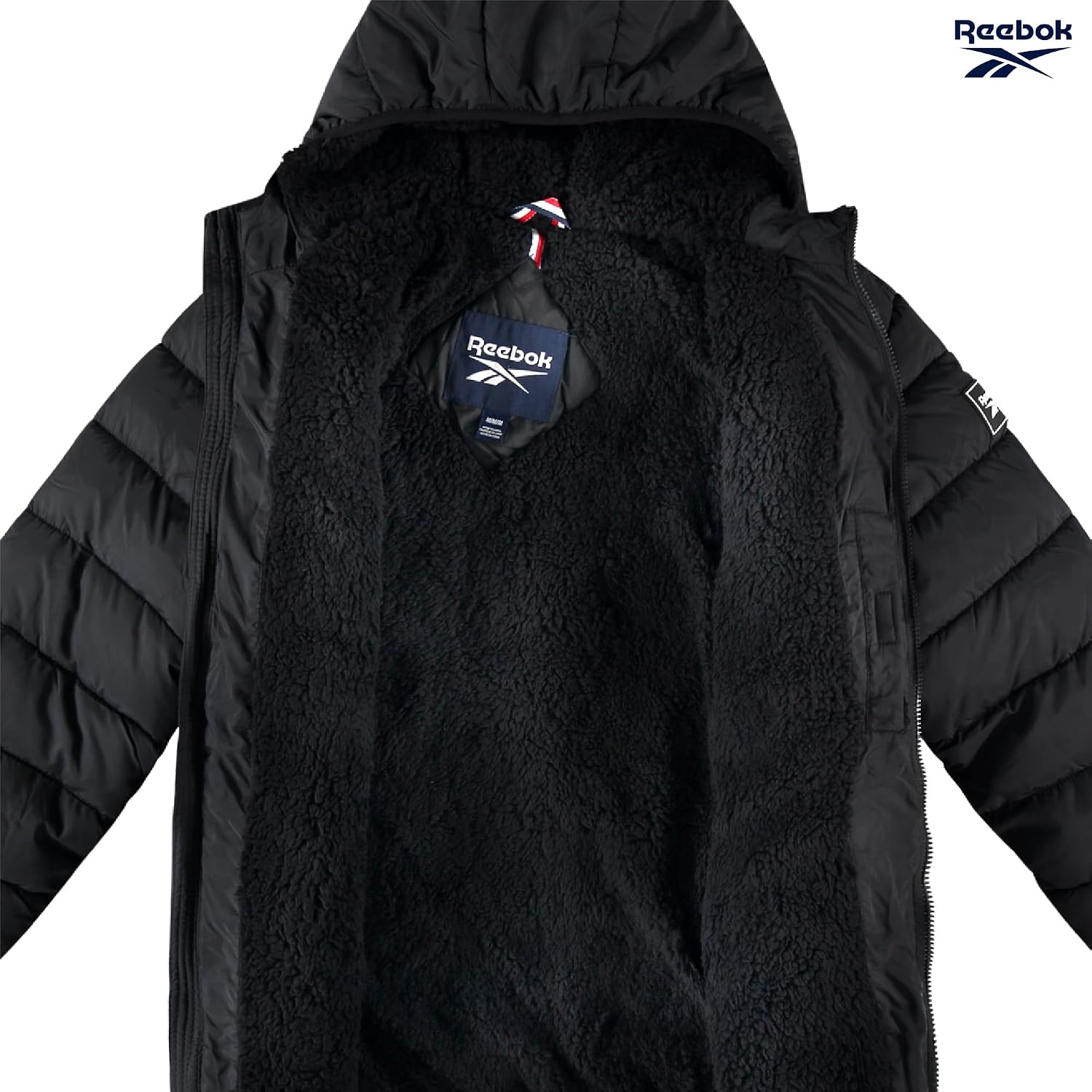 Reebok Mens Heavyweight Sherpa Lined Puffer Parka, Quilted Ski Jacket image 4
