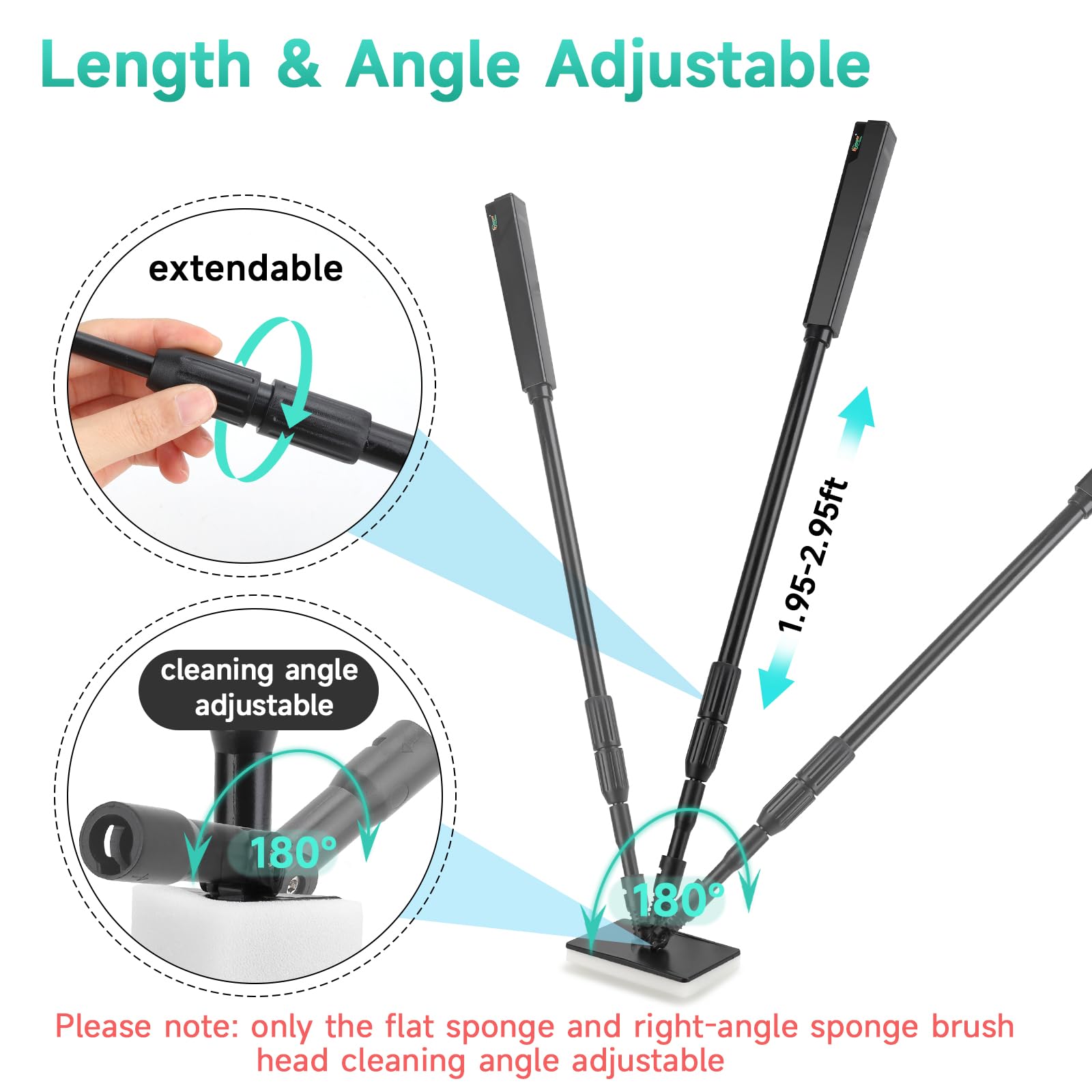 hygger Herramientas de limpieza multiusos para acuarios: kit de herramientas telescópicas de limpieza de mango largo – 6 cabezales de herramientas de limpieza para peceras de cristal (6 cabezales