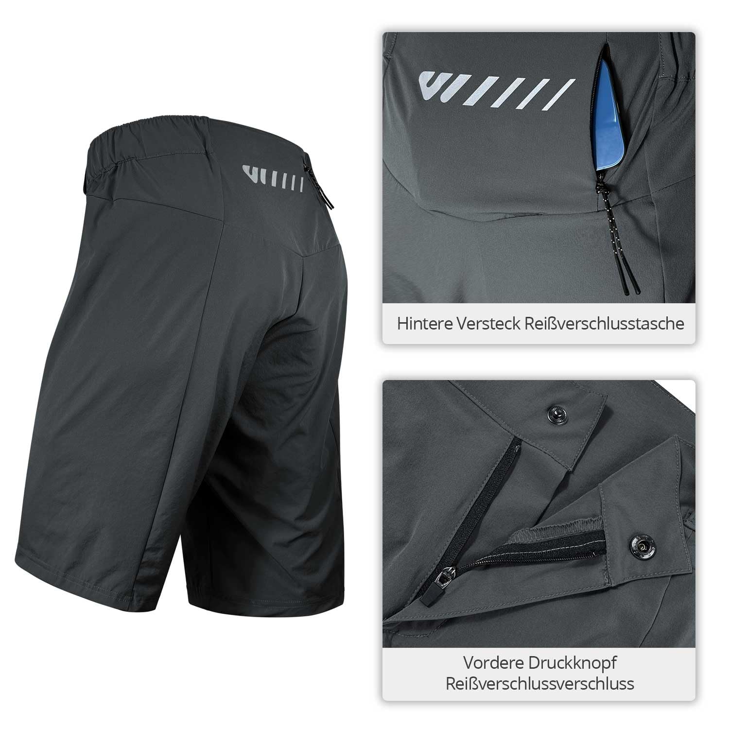Wulibike Shorts de Vélo de Montagne 2 en 1 avec Rembourrage pour Hommes