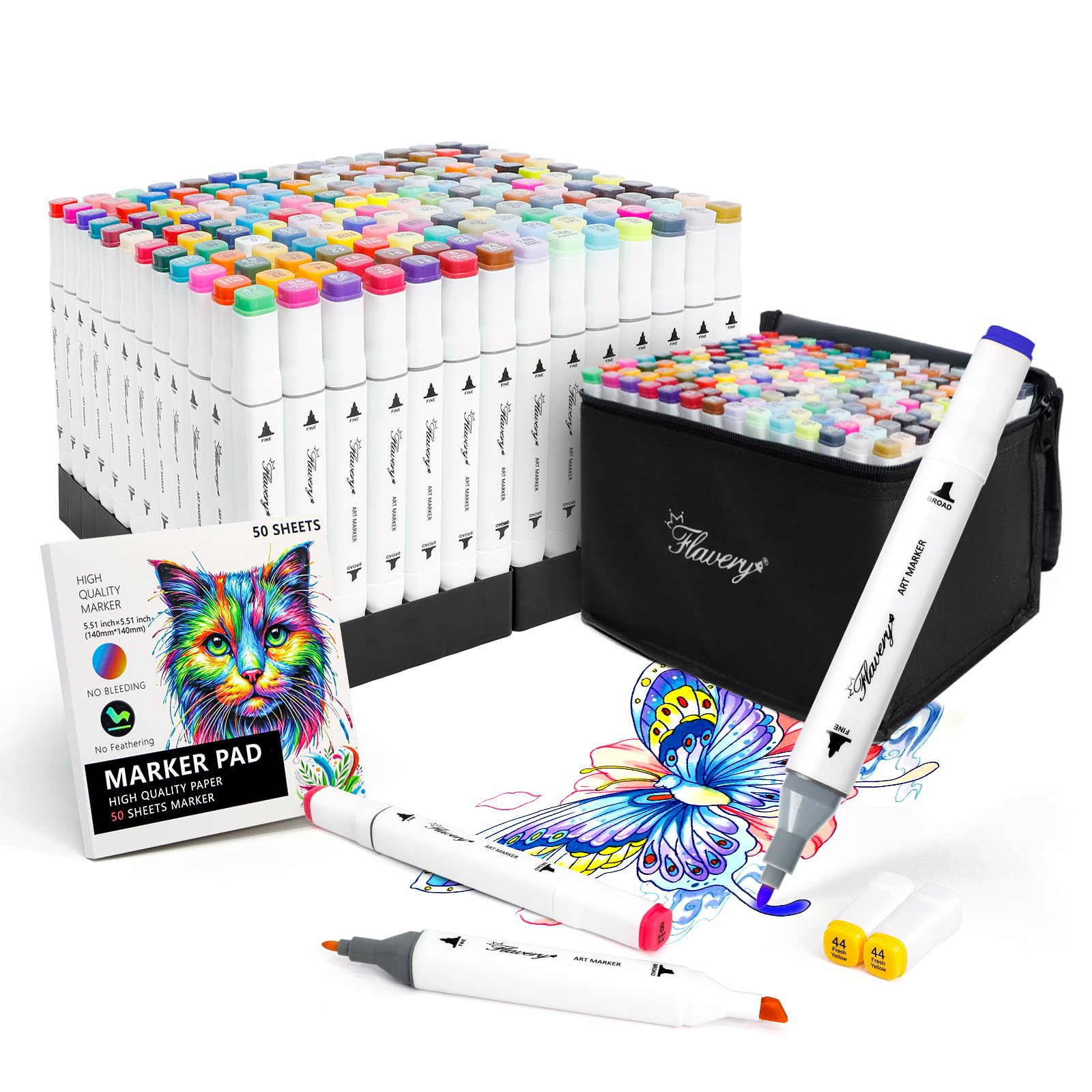 Amazon.com: Flavery Alcohol Markers 168 Colors - Dual Tip