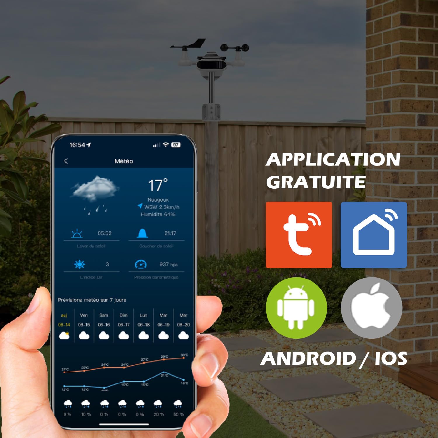 Station Météo professionnelle connectée Wifi – 8 en 1