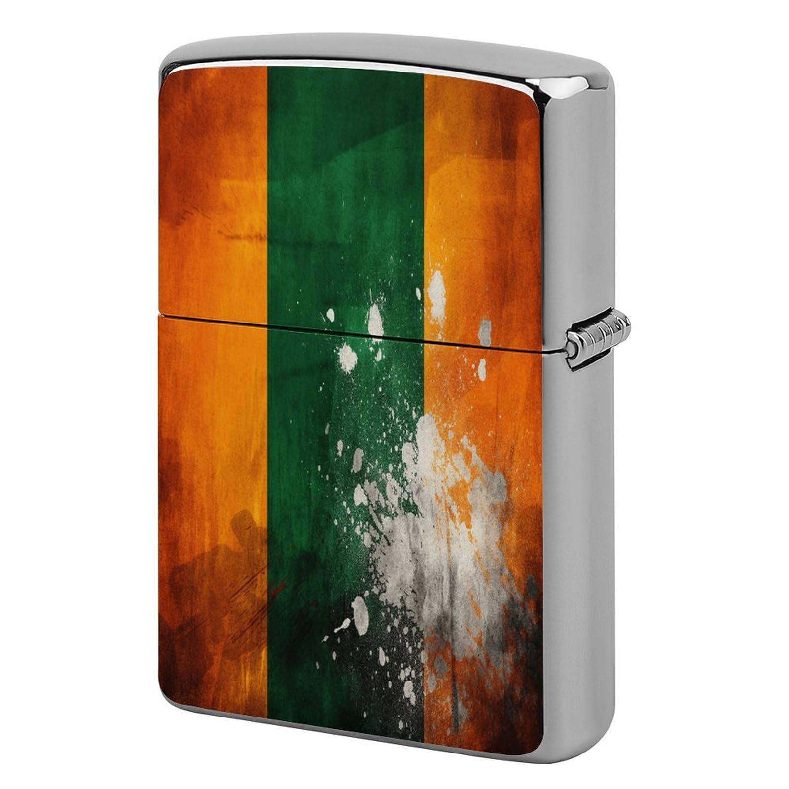 Fekiloot Style Orange And Green Pattern Lighter Case Cover Metal Lighter Case