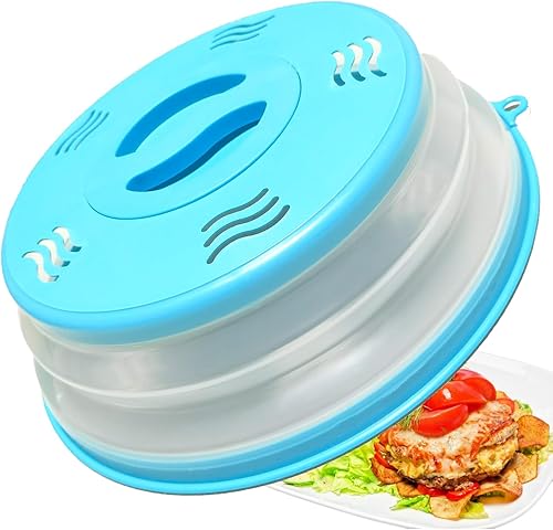 Cubierta para salpicaduras de microondas ventilada para alimentos, protector de salpicaduras y colador de cocina para frutas y verduras, cubierta de