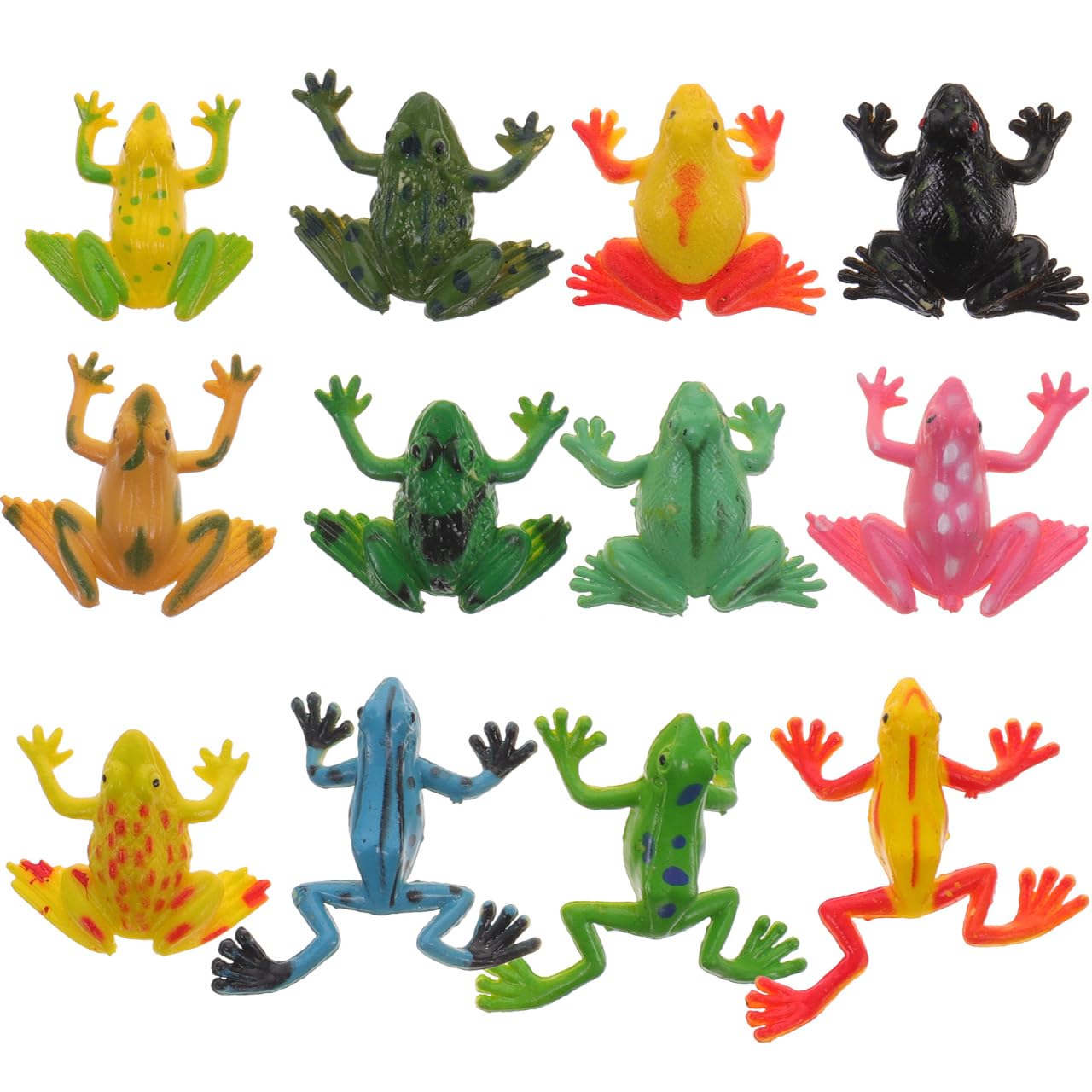 DECHOUS Plastic Frogs Toy 12Pcs Realistic Frog Figures Kids Small Toy Frogs Set Animals Models Party Favors for Easter, Birthdays, Garden Flowerpot Plants Decor