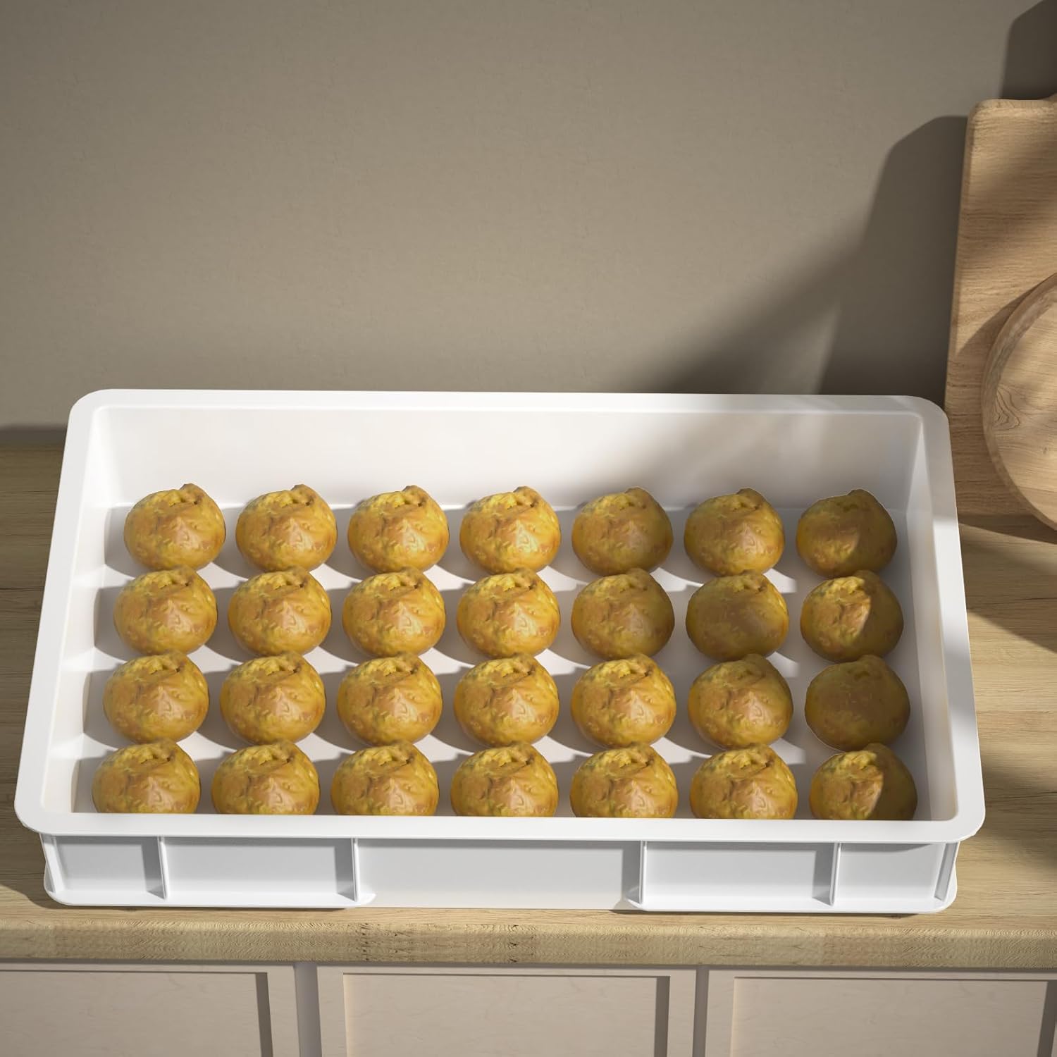4-Pack Commercial Pizza Dough Proofing Box, Stackable Dough Proofing Tray, White