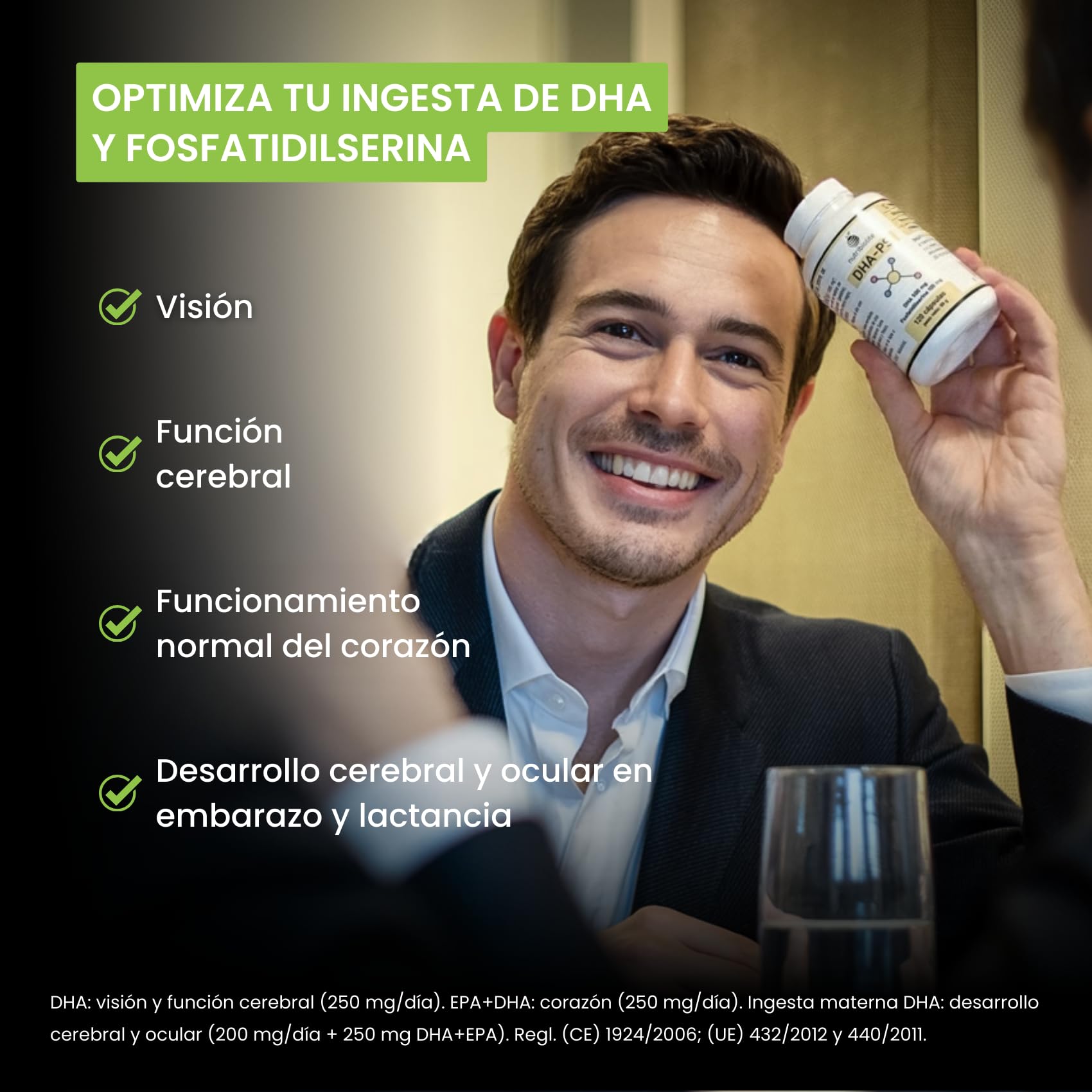500 mg Omega 3 DHA TG (Triglicéridos) + 100 mg Fosfatidilserina Sin Soja - Memoria y Concentración - Embarazo y Lactancia - Alta absorción - 120 Mini-Perlas | DHA-PS Nutribiolite