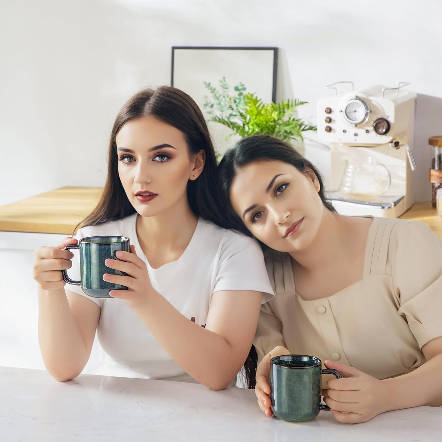 vancasso STARRY Coffee Mugs Set, 12 oz Ceramic Coffee Cups for Latte Hot Tea Cappuccino Cocoa Milk Stoneware Cups Set of 6, Dishwasher & Microwave Safe, Green - Image 7