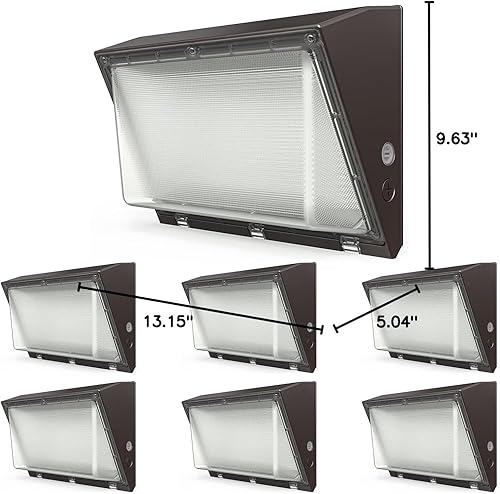 Miniatura 8 de Sunco - Paquete de 6 unidades de 120 W LED de pared para exteriores, sensor de fotocélula del atardecer al amanecer, industrial, regulable,