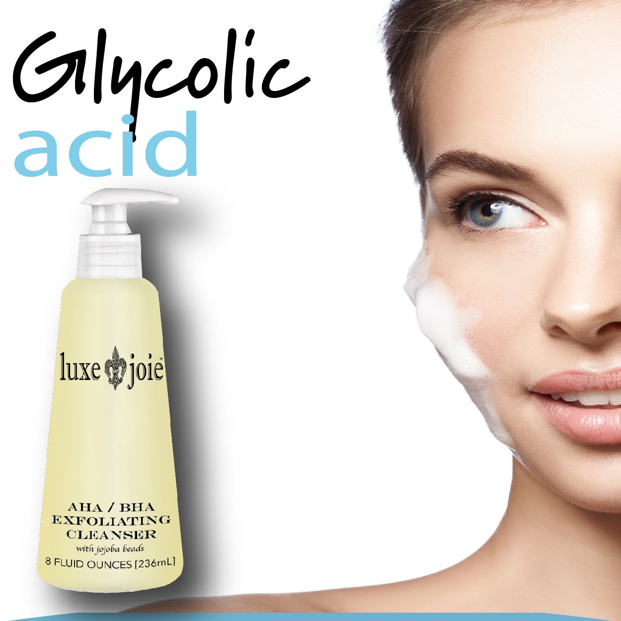 AHA BHA Exfoliating Cleanser 8 oz Exfoliating Jojoba Beads Acne Face