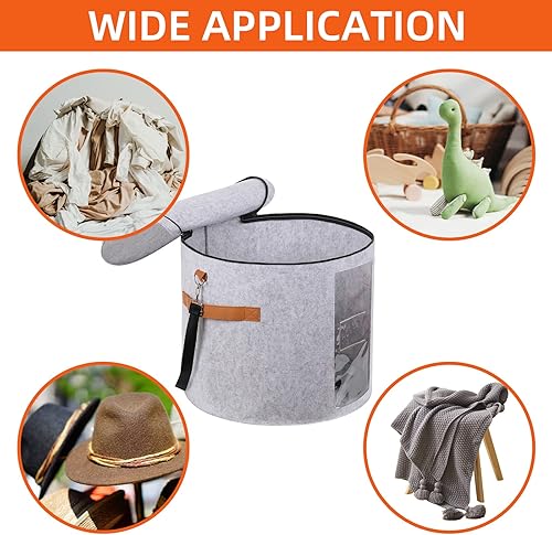 Miniatura 7 de Ohiyoo Cajas grandes para sombreros de ala ancha, caja de almacenamiento grande para sombreros de 19 pulgadas de profundidad x 17 pulgadas de alto,