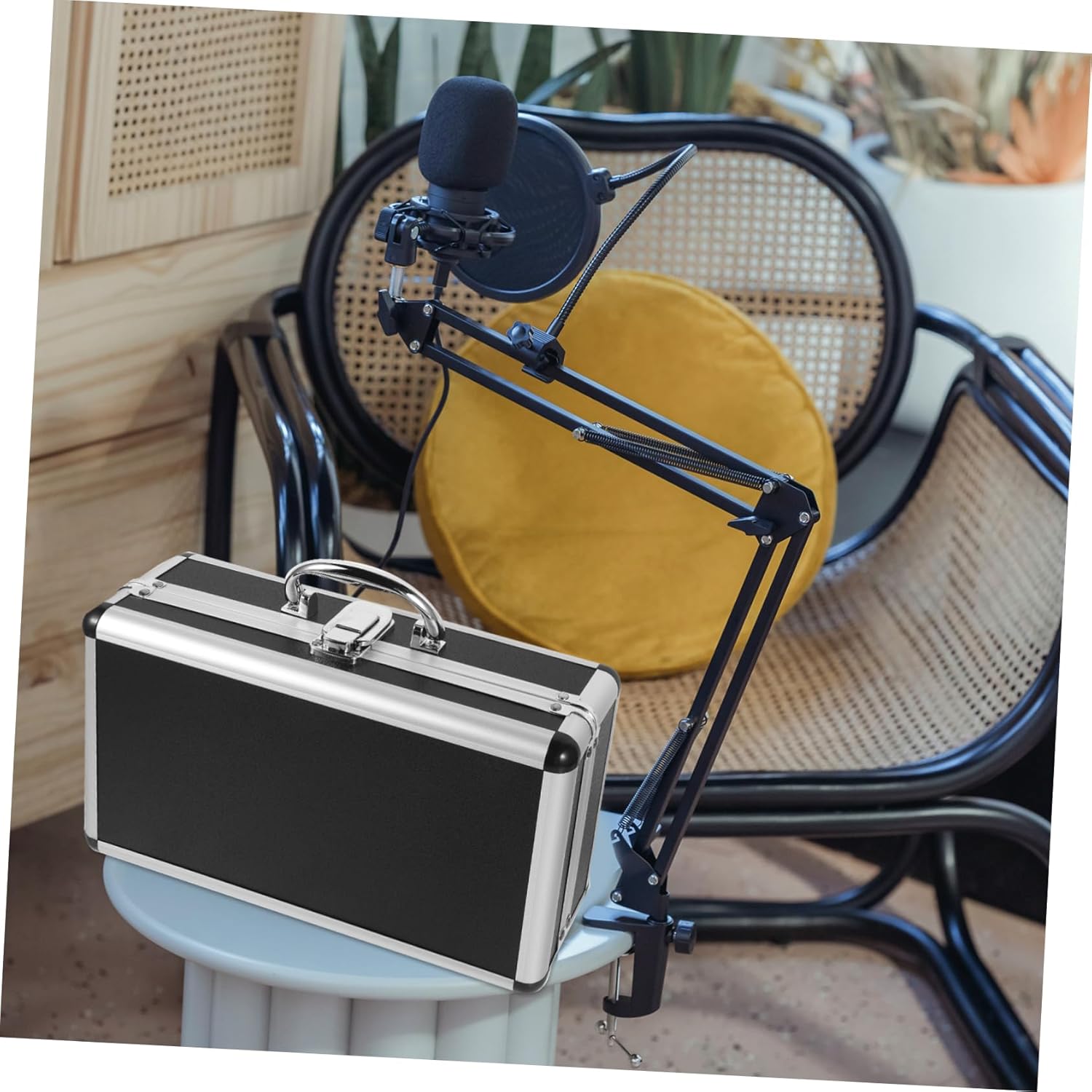 Microphone Case Hard Shell Case Padded Foam Wireless Mic Storage Holder for Handheld Microphones Receivers Cables