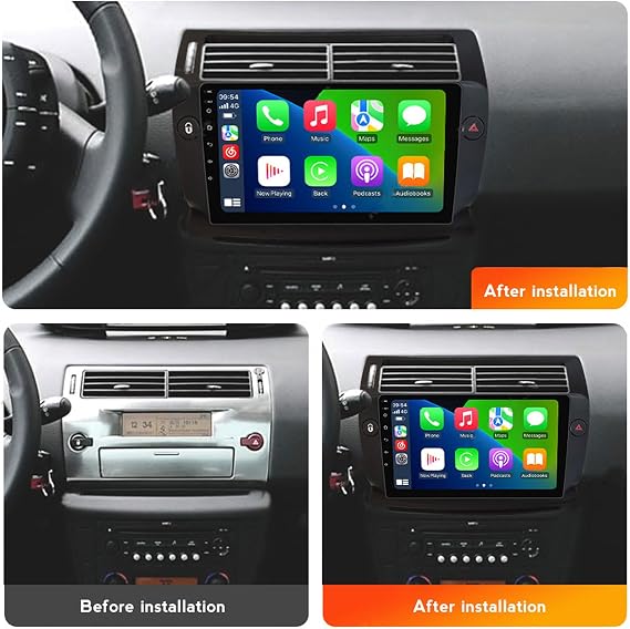 Android 14 Car Stereo Wireless Carplay Auto Radio Compatible with Citroen C4 2004~2014 Car Entertainment Multimedia System with Bluetooth GPS Navigation FM Radio,2G+32G