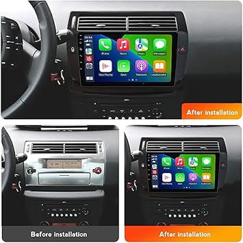 Android 14 Car Stereo Wireless Carplay Auto Radio Compatible with Citroen C4 2004~2014 Car Entertainment Multimedia System with Bluetooth GPS Navigation FM Radio,2G+32G
