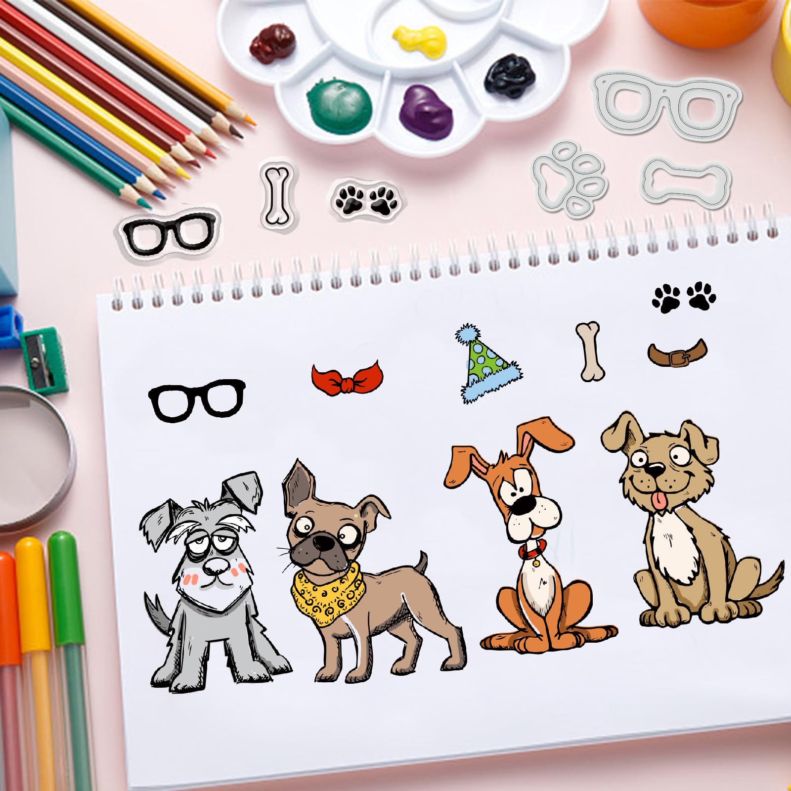 Fustella Metallica Per Scrapbooking A Forma Di Cane Carino - Stencil Per Taglio E Goffratura Fai-da-te - 9,7x10,1 Cm