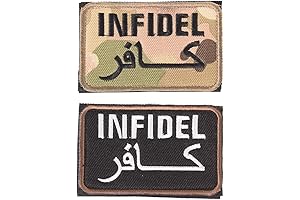 Infidel Flag Patch - Adorned with Embroidered Cross, Shield, Eagle, and Axe Symbols
