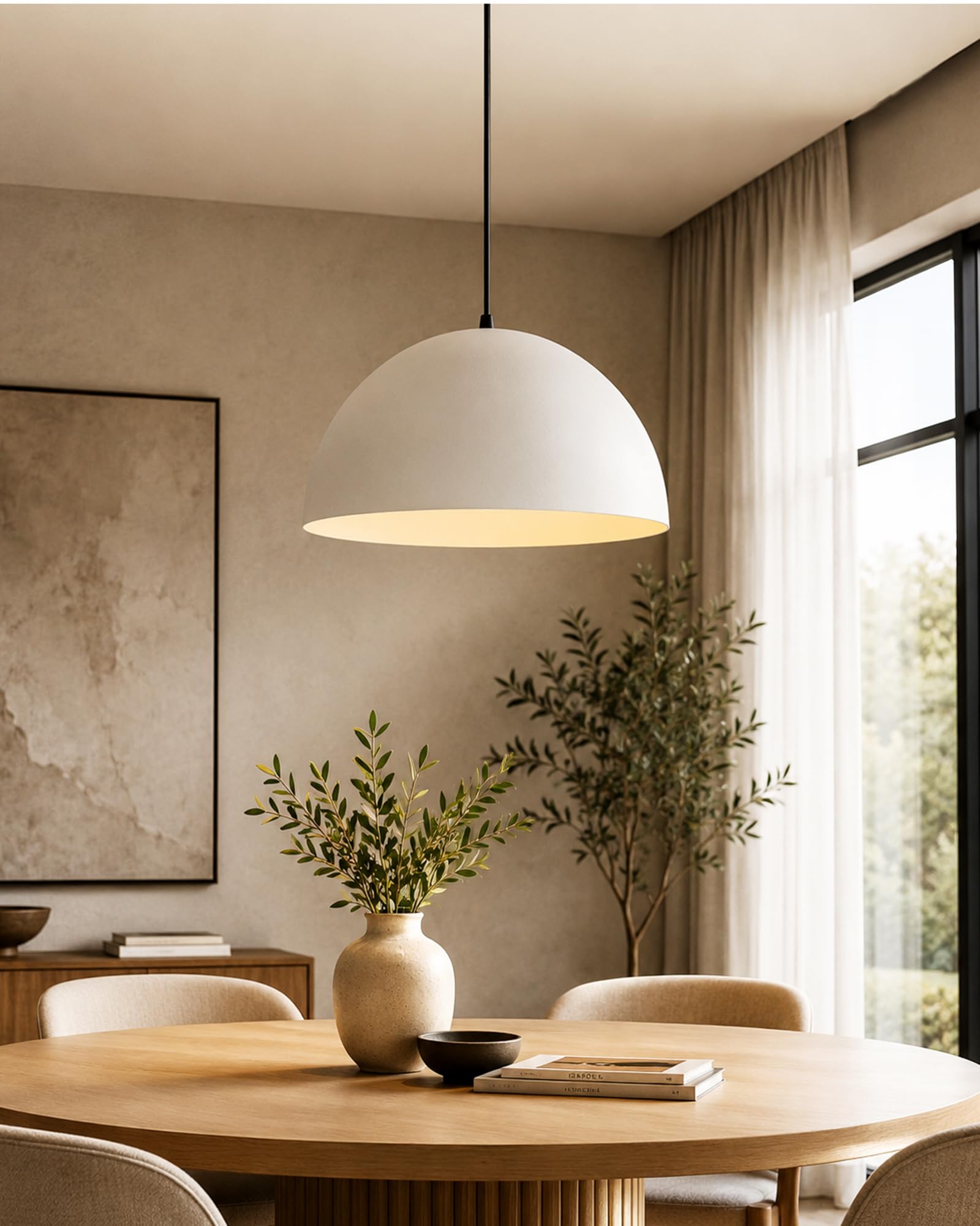 Homesake Modern Dome Pendant Light|Minimalist Ceiling Lamp | Warm White | Contemporary Home Decor|Trendy Lighting Fixture | Stylish Ceiling Light |Durable | Easy Installation | Modern Lighting (Black)-image-42