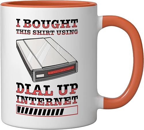 Miniatura 2 de 90s Nostalgia Retro 90s Dial Up Internet Vintage Ceramic Mug, OrangeWhite