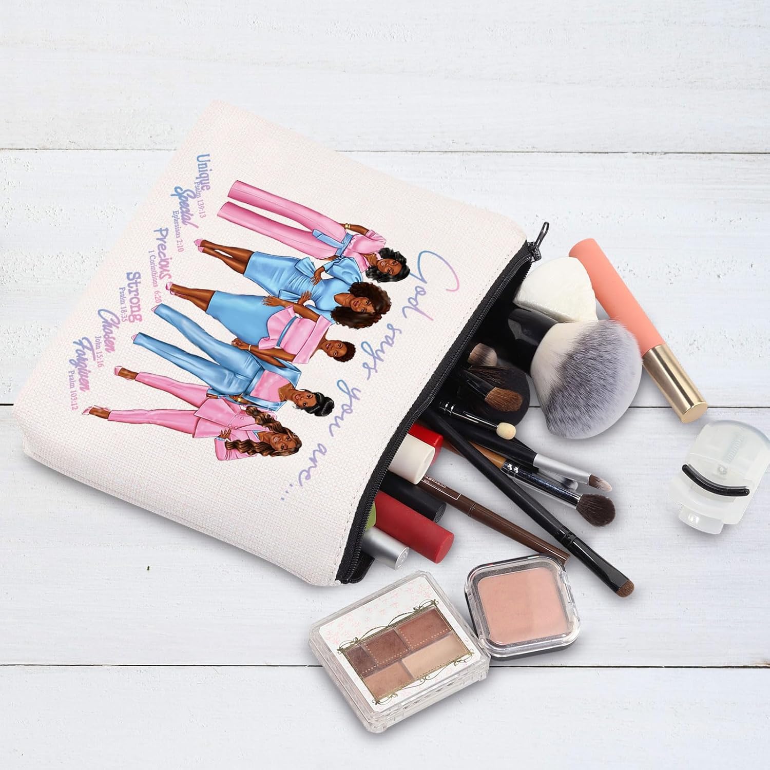 G2TUP Sorority Sister Makeup Bag Greek Sorority Gift God Says You Are Sorority Zipper Pouch Bag 1943 Sorority Paraphernalia (God Says Blue Pink) - Image 4