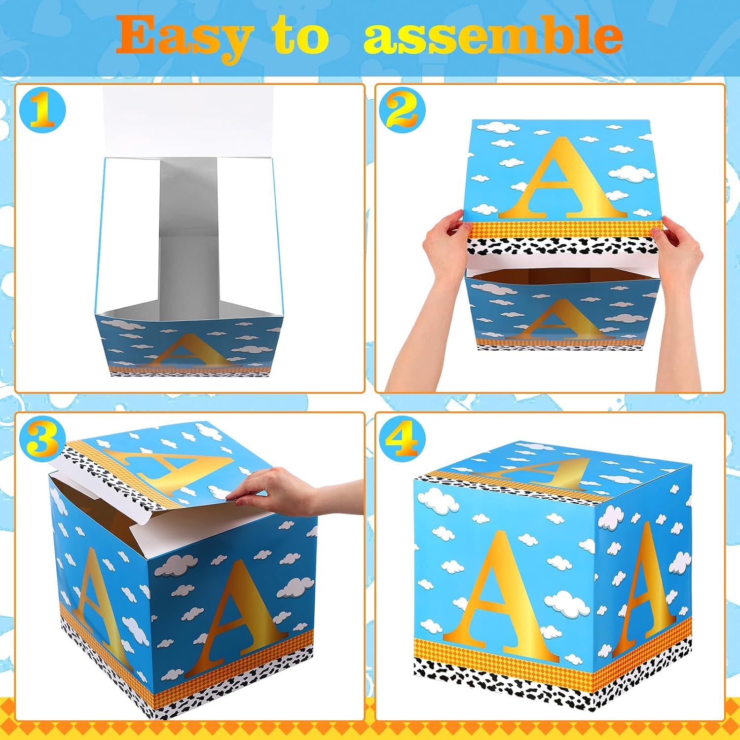 Faccito 4 Pack Cartoon Story Baby Shower Box Decoration image 4