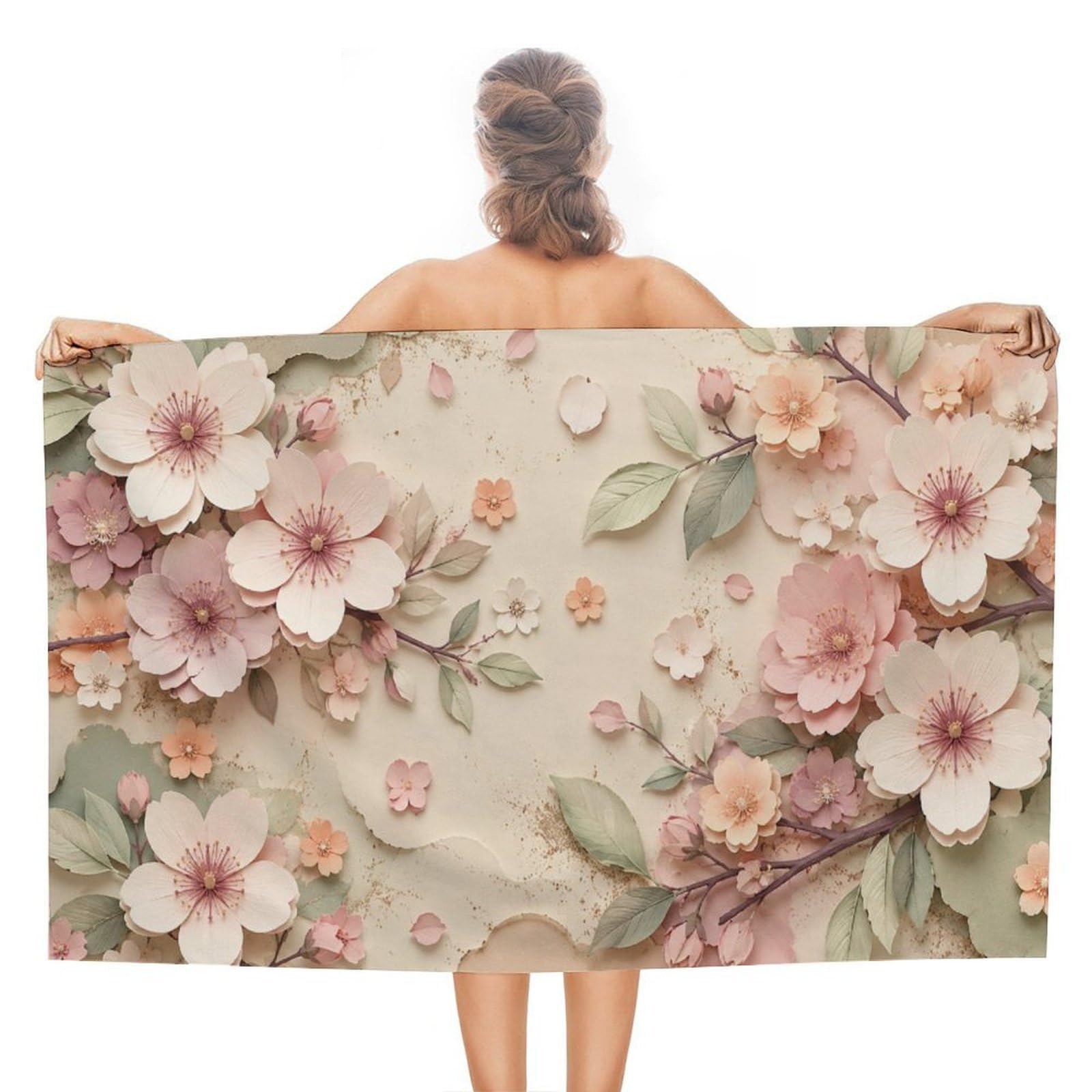 Anceky Floral Cherry Blossom Oversized Beach Towel Quick Dry Sand Free Microfiber Travel Towel Lightweight Multi Purpose Beach Blanket Pool Gym Bath Towel 51x31 in