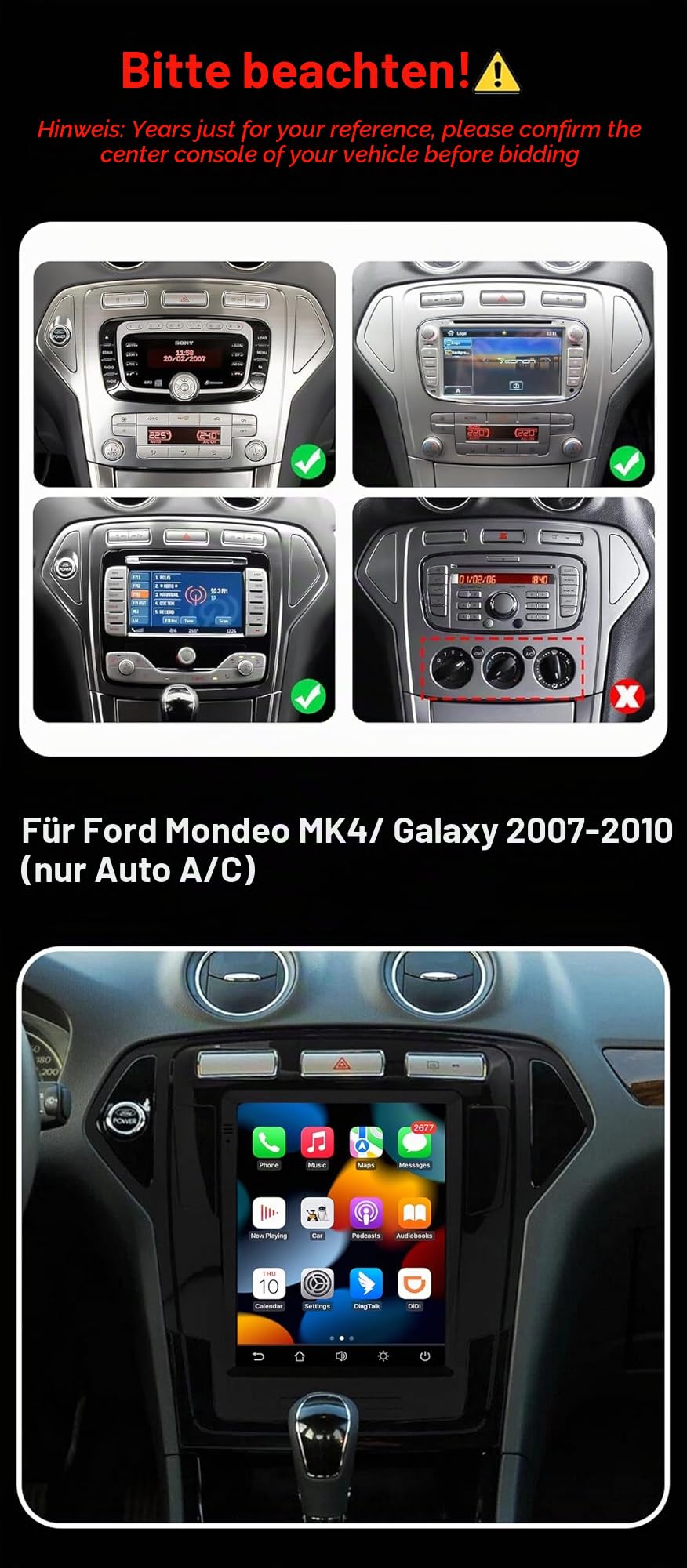 [6G+128G,Octa-Core] - MSD Autoradio für Ford Mondeo MK4 (2007-2010) | Android 15 GPS Navi Radio | CarPlay Android Auto Lenkradsteuerung WiFi DSP DAB | Rückfahrkamera MIC | 2 Din 9.7 Zoll