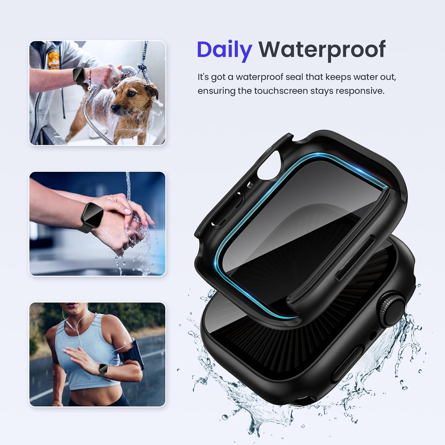 Goton Privacy Waterproof Case Compatible for Apple Watch Series 11/10 Screen Protector 46mm, Anti Spy Face Cover Back Bumper for iWatch Accessories - Image 3