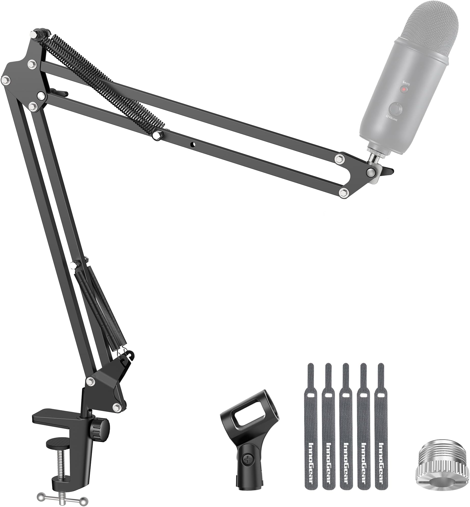 InnoGear Boom Arm Microphone Mic Stand for Blue Yeti HyperX QuadCast SoloCast Snowball Fifine Shure SM7B and Other Mic, Black