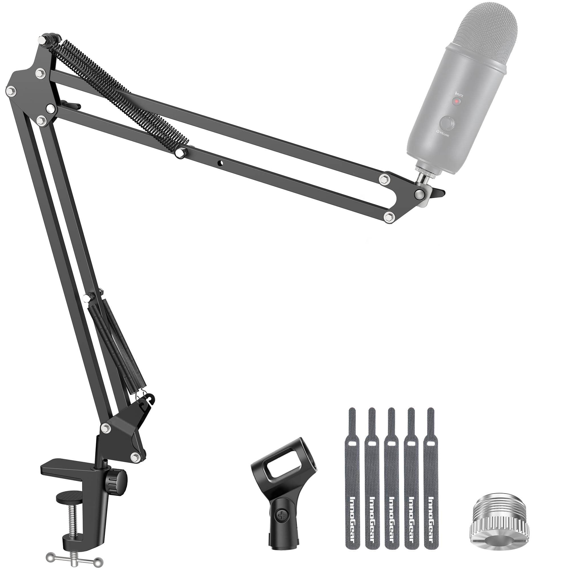 InnoGear Boom Arm Microphone Mic Stand for Blue Yeti HyperX QuadCast SoloCast Snowball Fifine Shure SM7B and Other Mic, Black