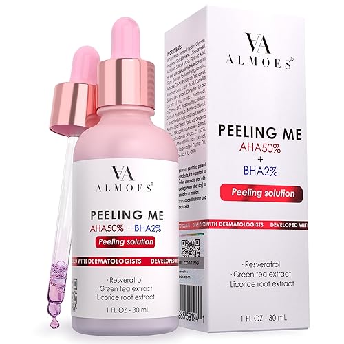ALMOES - Suero exfoliante facial con AHA y 2% BHB para eliminar puntos negros, exfoliante facial para tono y textura, minimizador de poros, suero