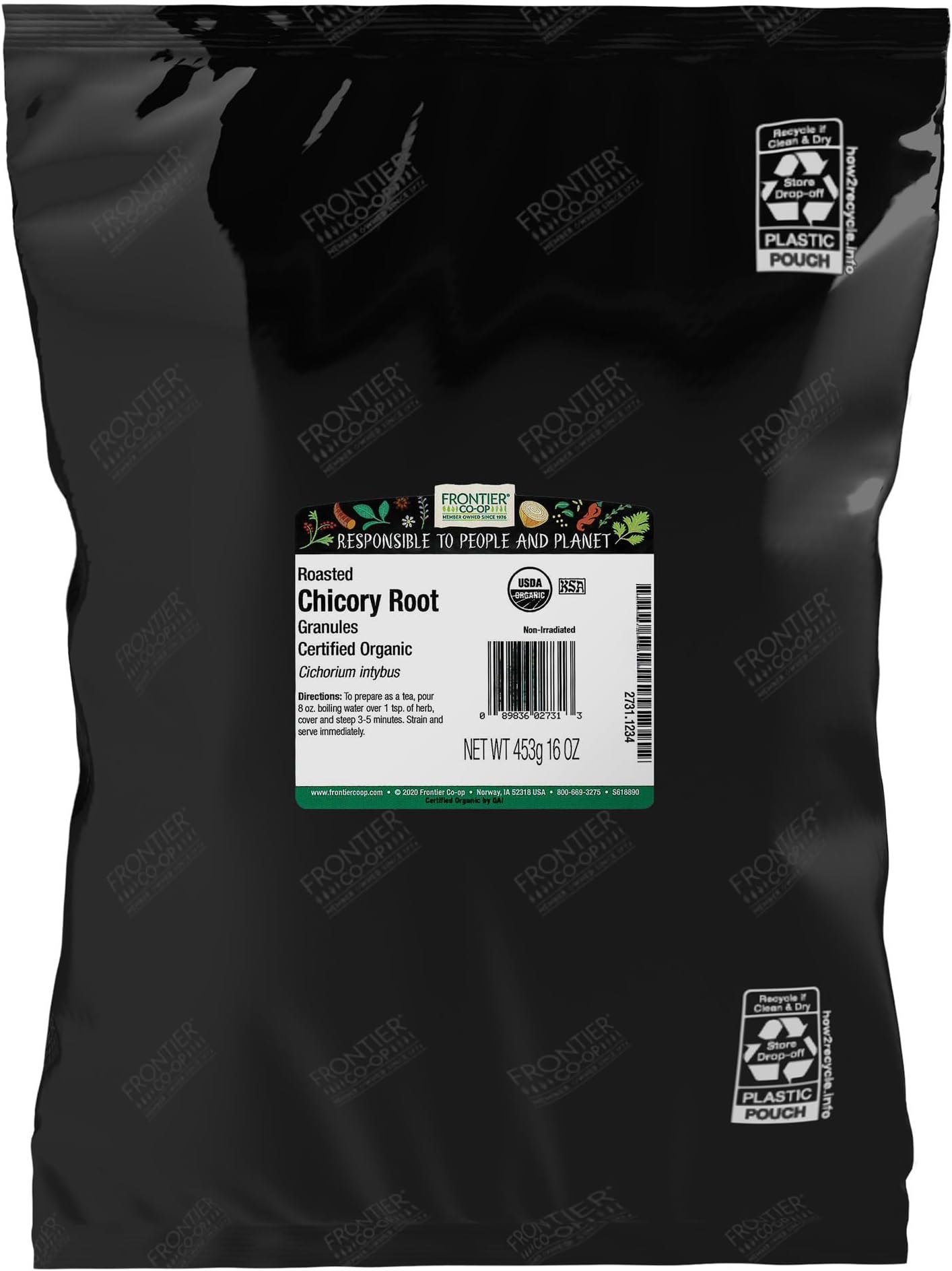 Frontier Herb Organic Roasted Chicory Root Granules, 1 Pound
