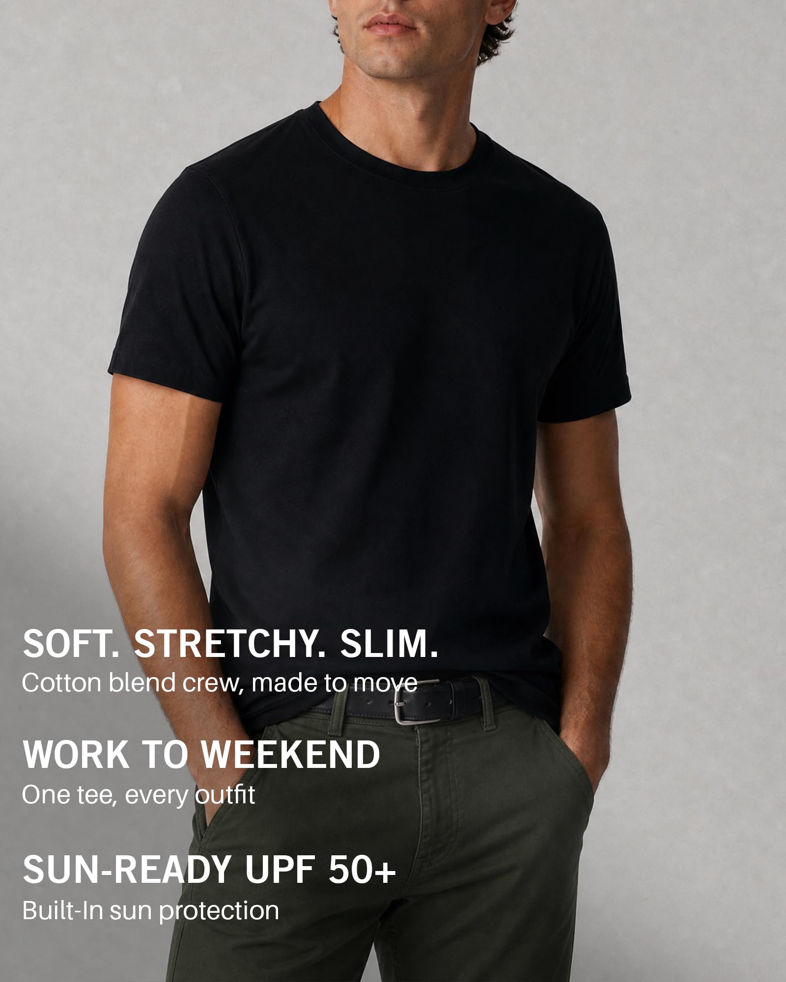 Kenneth Cole REACTION Mens T-Shirt Pack of 3 - UPF 50+ Cotton/Spandex Jersey Slim Fit White T Shirts for Men Pack (Black/Olive/Navy, Medium)