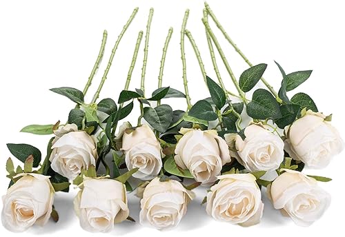 Miniatura 2 de 10 rosas artificiales de seda con tallos largos para manualidades, ramos de boda, centros de mesa, despedida de soltera, fiesta, decoración del