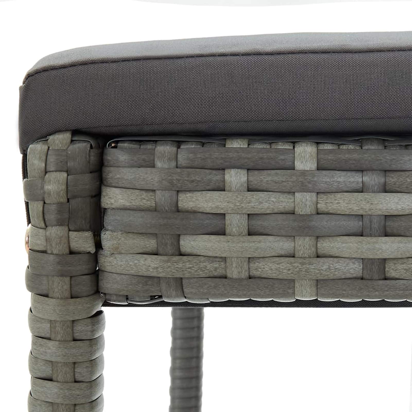 Homgoday Taburetes de bar con cojines, 2 unidades, gris de poliratán, silla de oficina, silla de oficina, silla de escritorio para salón o dormitorio
