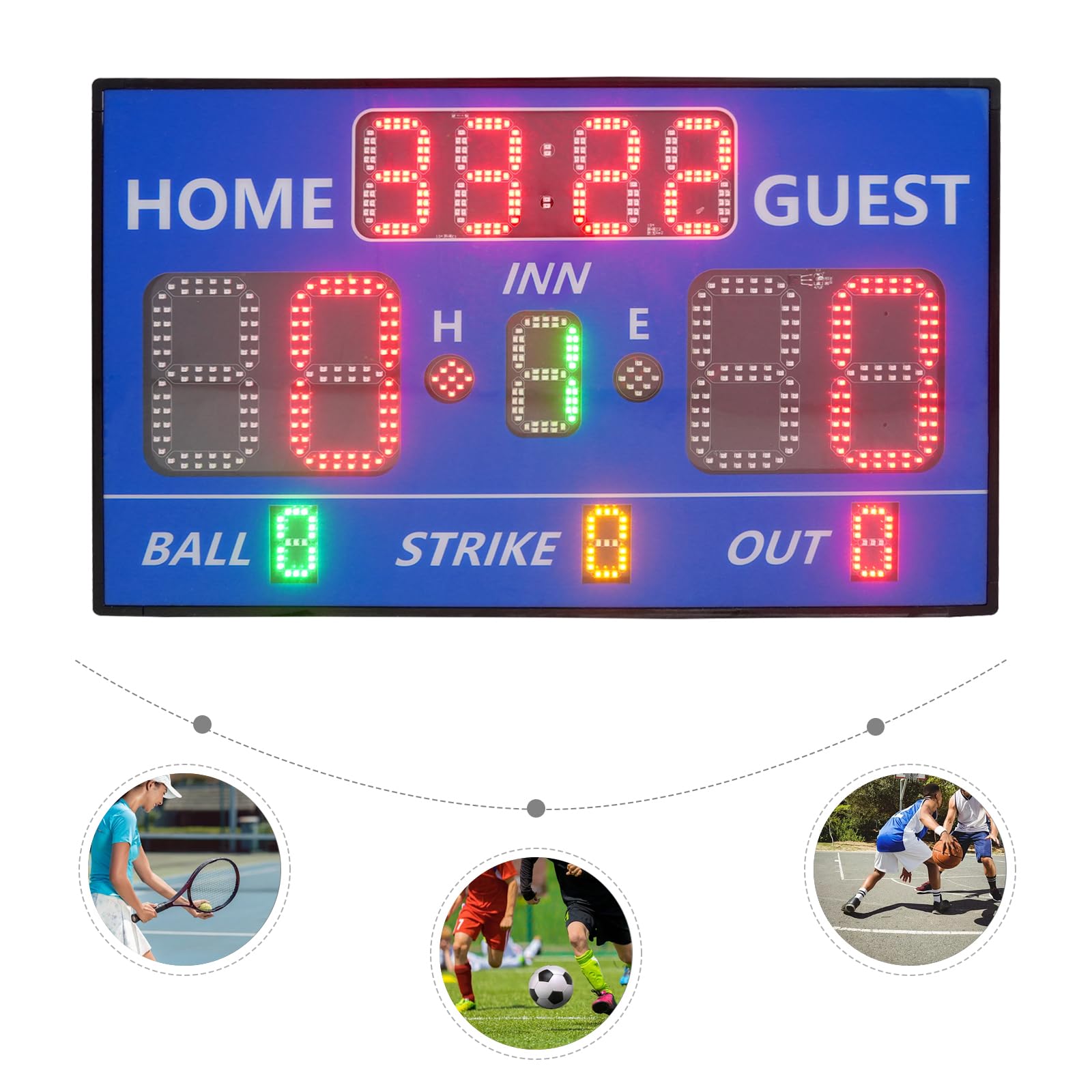 Tabellone segnapunti per giochi di baseball, LED tabellone segnapunti con telecomando per tavolo sportivo e parete, 0-99 punti, 5 livelli di luminosità per allenamento giochi ricreativi