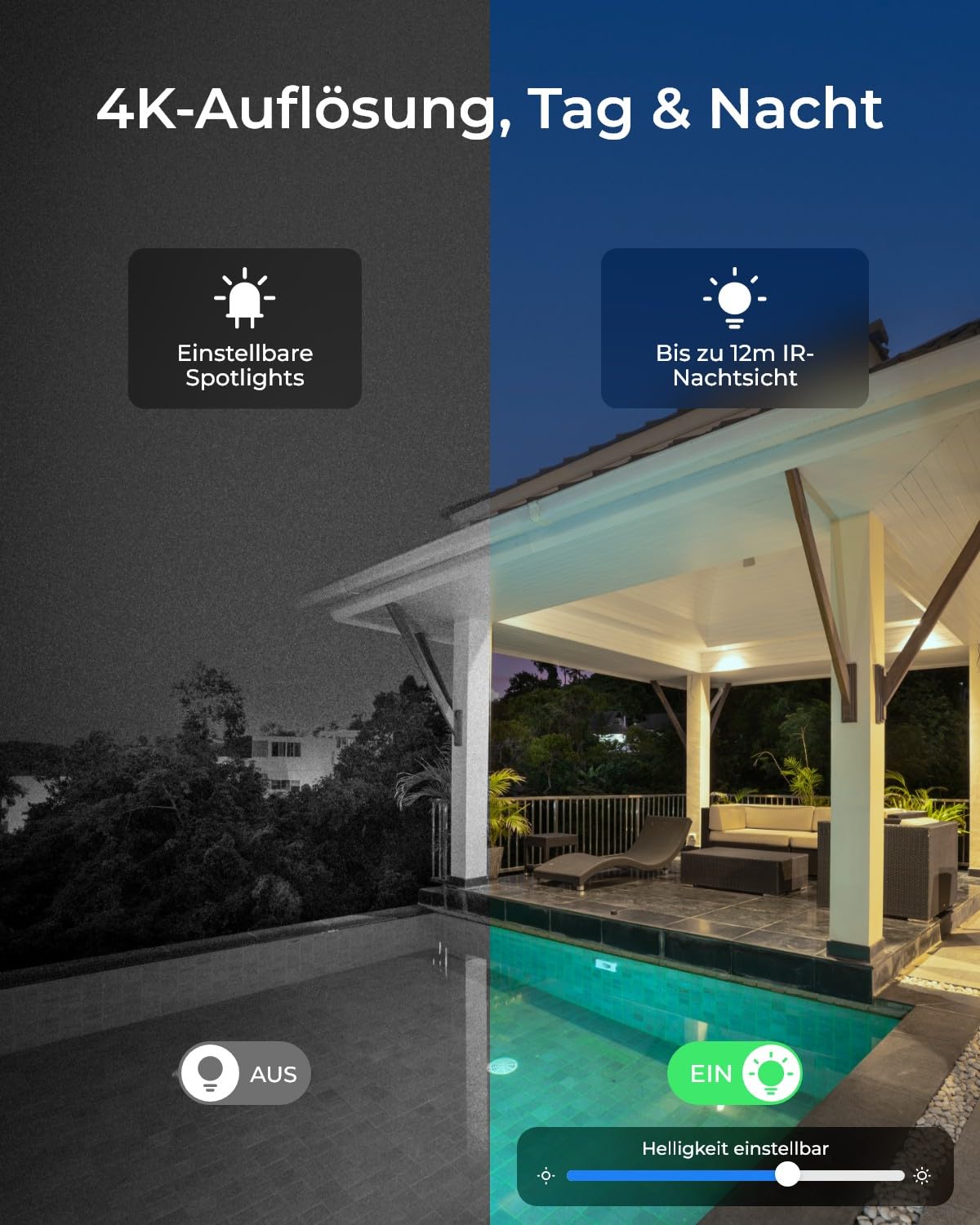 Reolink 4K PoE Überwachungskamera aussen mit Pan & Tilt, E1 Outdoor SE PoE | PoE IP-Kamera outdoor mit Farbnachtsicht, 355° Schwenken & 50° Neigen, Auto-Tracking, Smart-Erkennung, Zwei-Wege-Audio