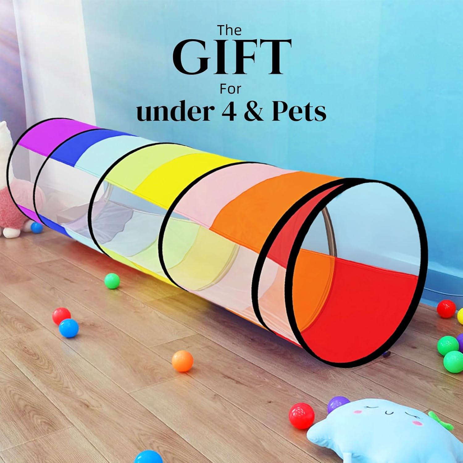Kids Play Tunnel,Pop Up Crawl Through Tunnel Play Tent for Baby Kids Children or Pet,Foldable Pop Up Tents with Carry Bag (Colorful Play Tunnel with Mesh)