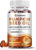 Vista 8 de Aceite de semilla de calabaza con cápsulas de palma enana americana, 3000 mg/porción, 300/600 cápsulas blandas Prensado en frío, aceite virgen